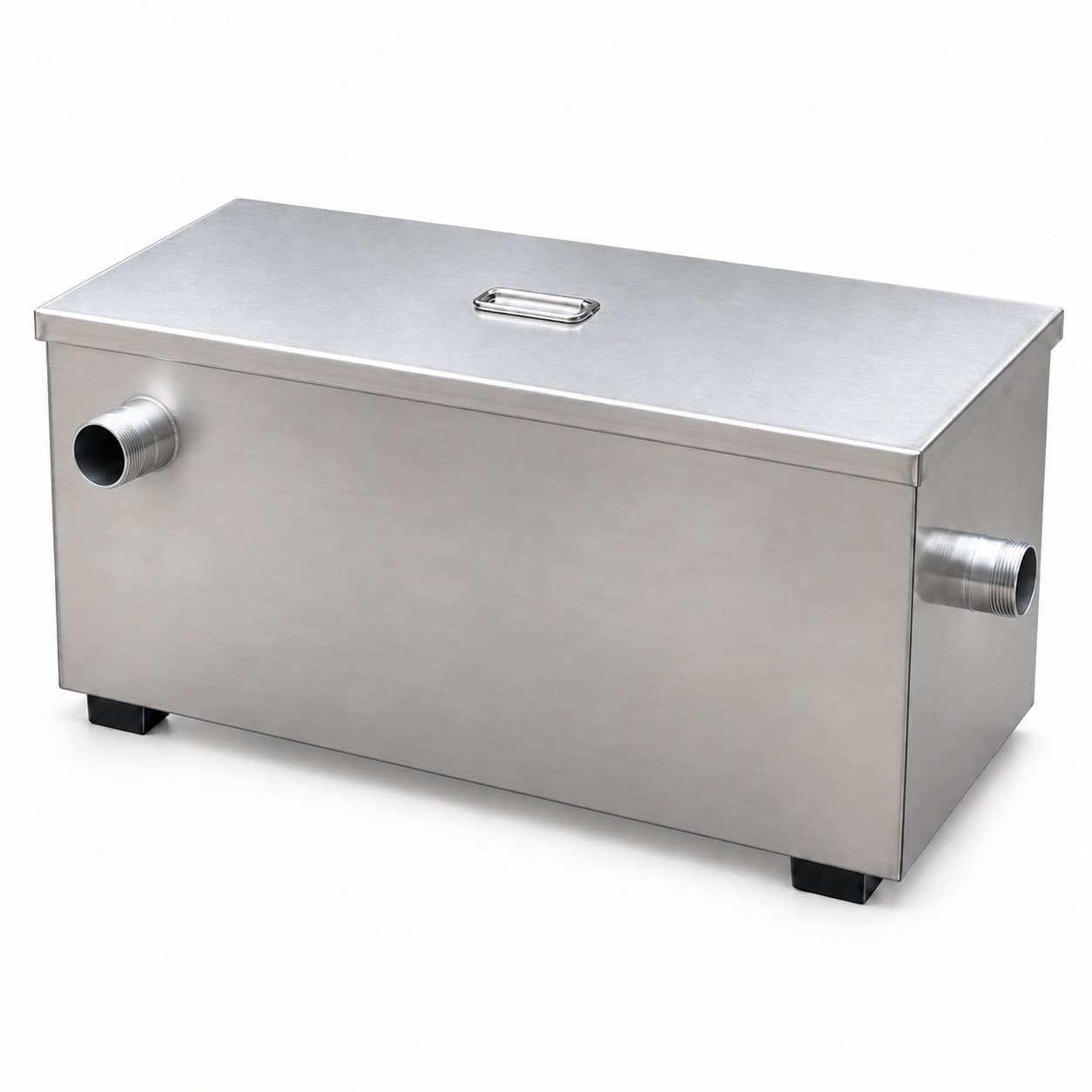 Representative compact grease-trap outlet layout: Front and Side (90°)