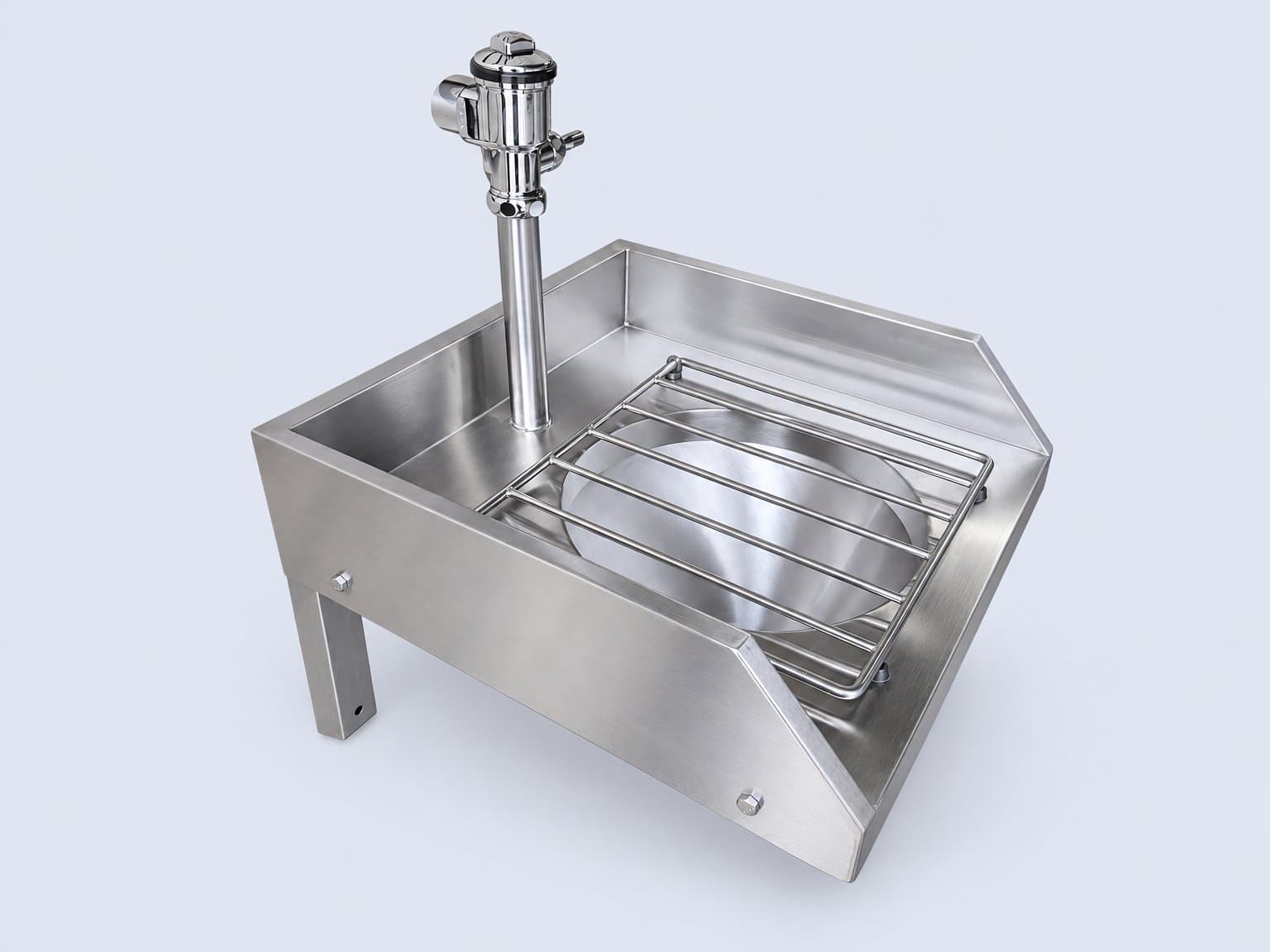Wall-Hung Stainless Steel Slop Hopper with Grid & Flush Valve