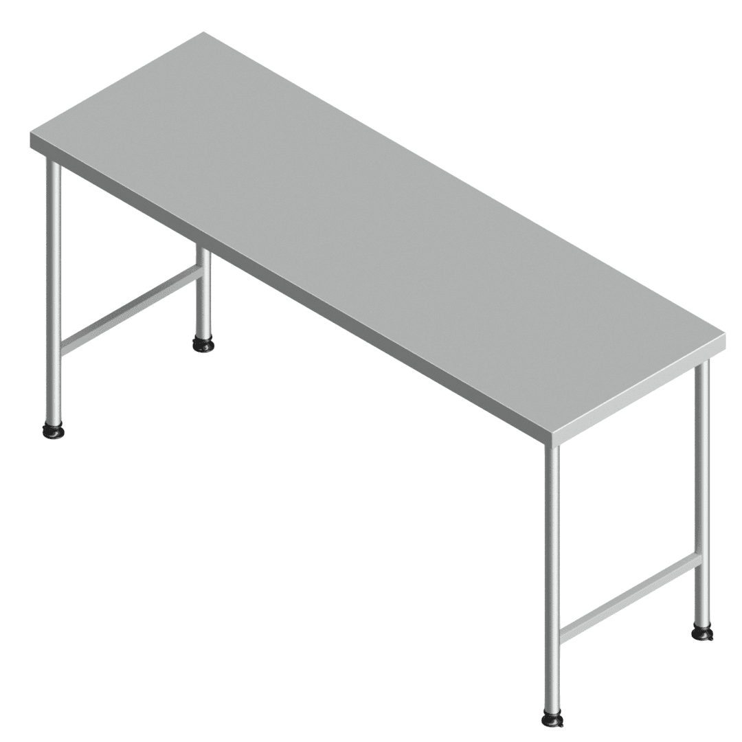 Grade 304 stainless steel preparation table, 1800 x 600 x 900 mm, without undershelf or splashback