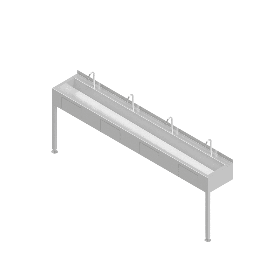 Shrouded Wall-Mounted Knee-Operated Wash Trough — B34655(2400RL)