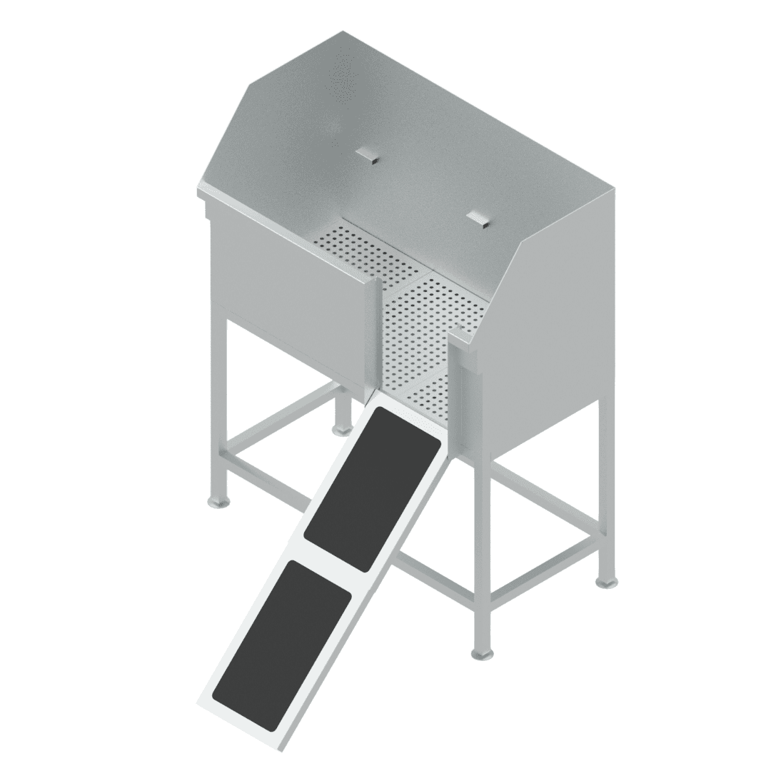 H50452 stainless steel dog grooming tub with right-hand anti-slip access door extended
