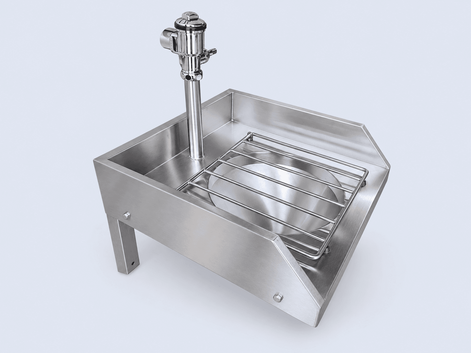 Wall-Hung Stainless Steel Slop Hopper with Grid & Flush Valve
