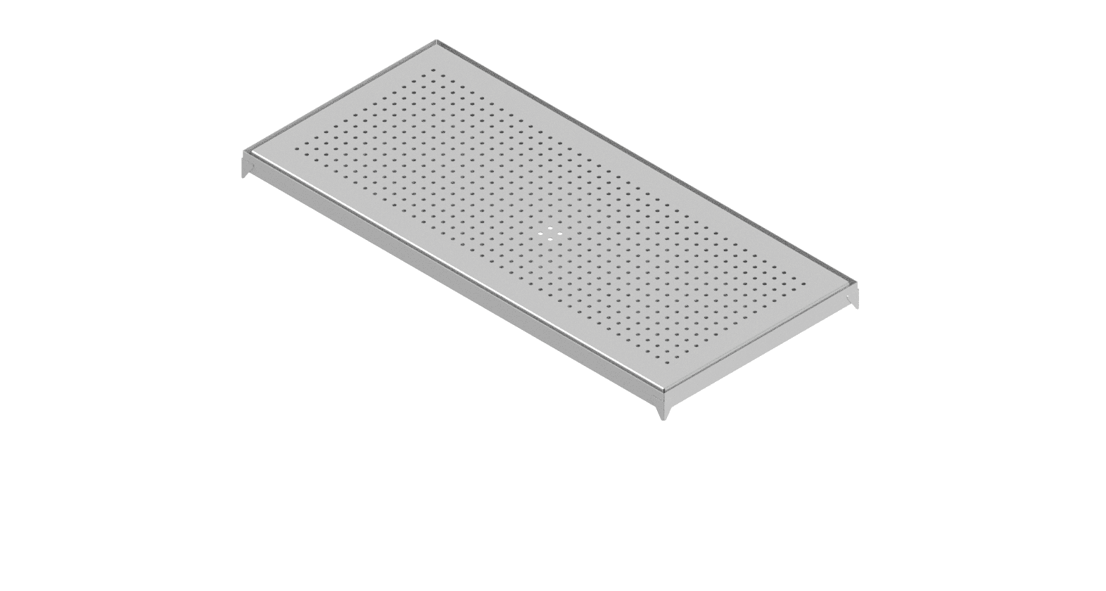 Countertop drip tray with centre waste outlet; 650 x 300 mm model shown