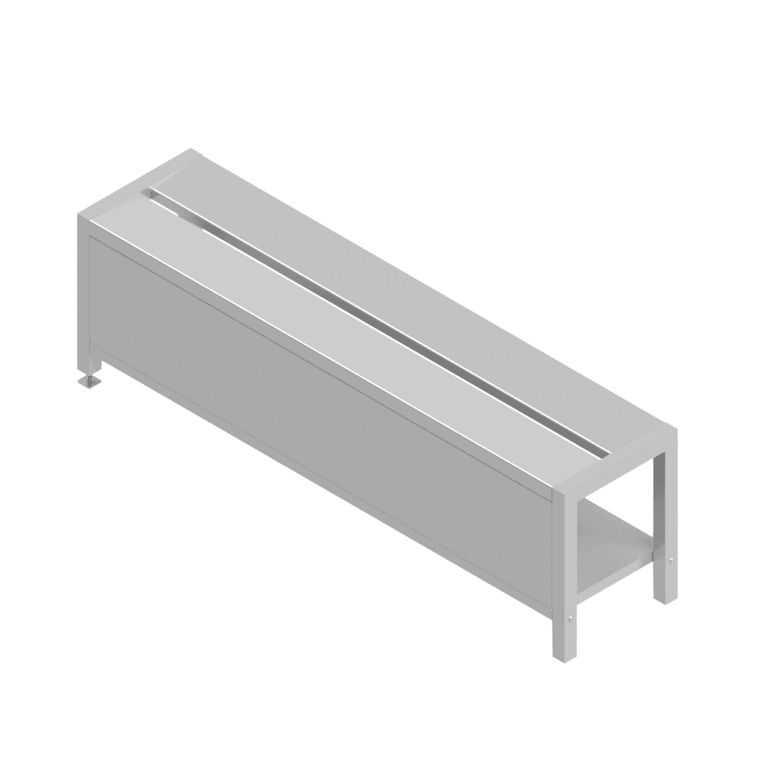 B38220(S1-112-1500-SZD) Grade 304 step-over bench with single side clean zone dividers, divider side view