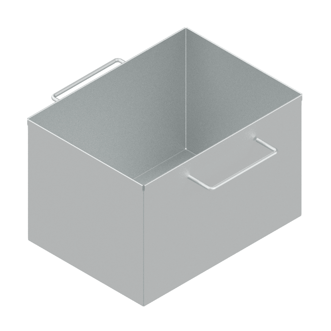 Open-top stainless steel A4 paper storage container with two side handles