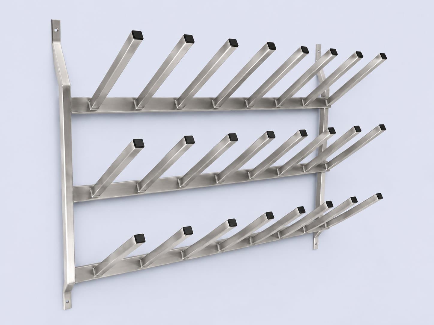Wall-Mounted Stainless Steel Boot Rack with Square Prongs