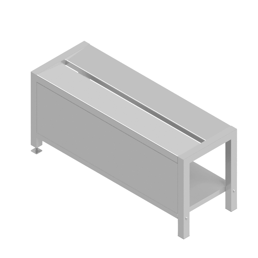 B38220(S1-112-1000-SZD) Grade 304 step-over bench with single side clean zone dividers, divider side view