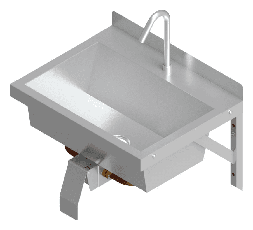 B36658(D) stainless steel knee-operated basin rendering