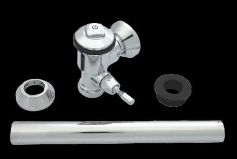 Walcro 106T chrome exposed lever-operated top-entry toilet flush valve with straight flush pipe