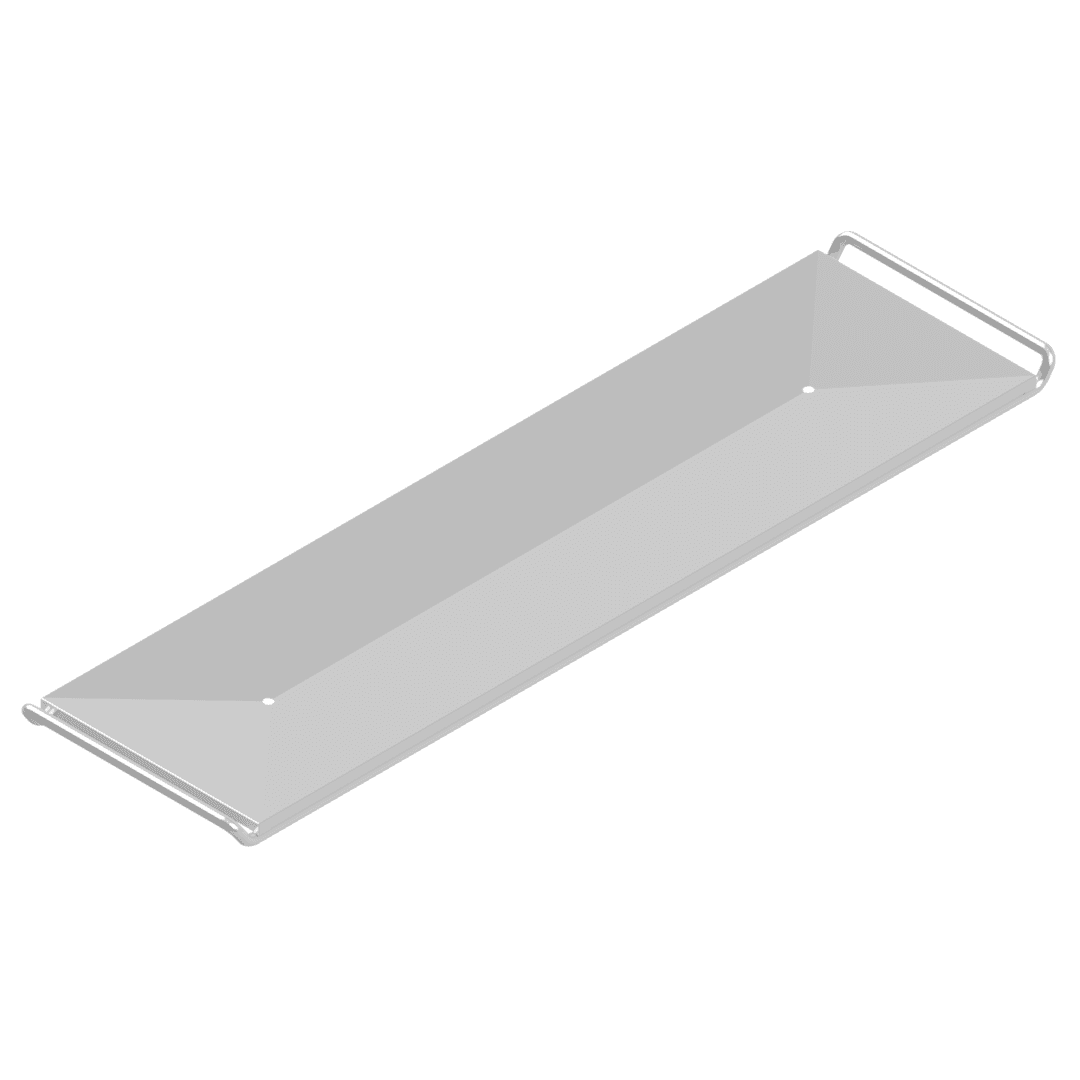 H72212 Grade 304 stainless steel body tray with pressed drainage formation, two drainage holes and integral carry handles