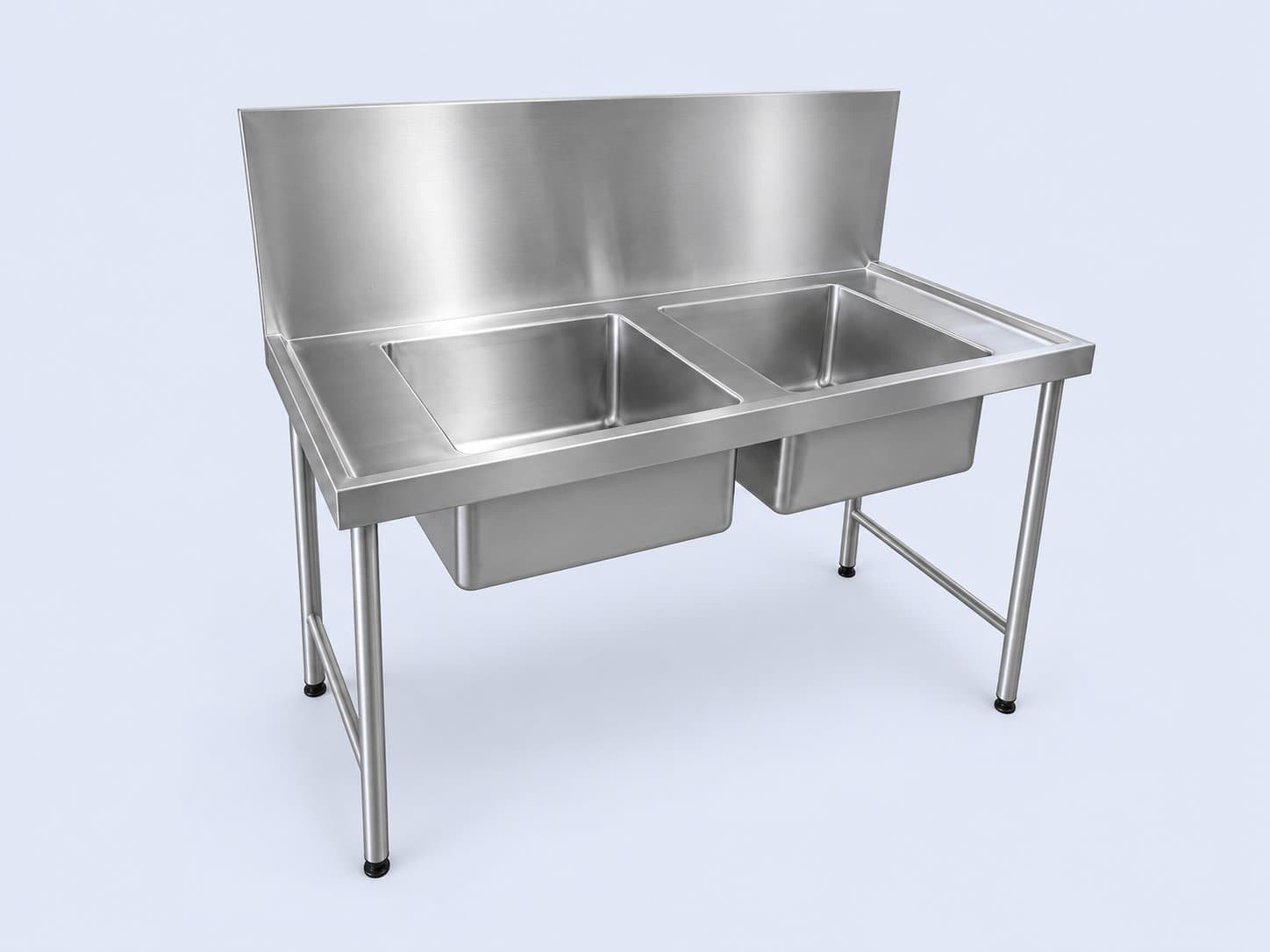 Double Bowl Preparation Sink with Extended Splashback