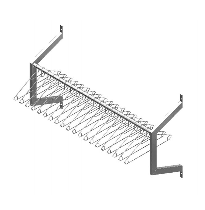 B38345 Wall Mounted Coat Hanging Rail Hygienic Stainless Steel