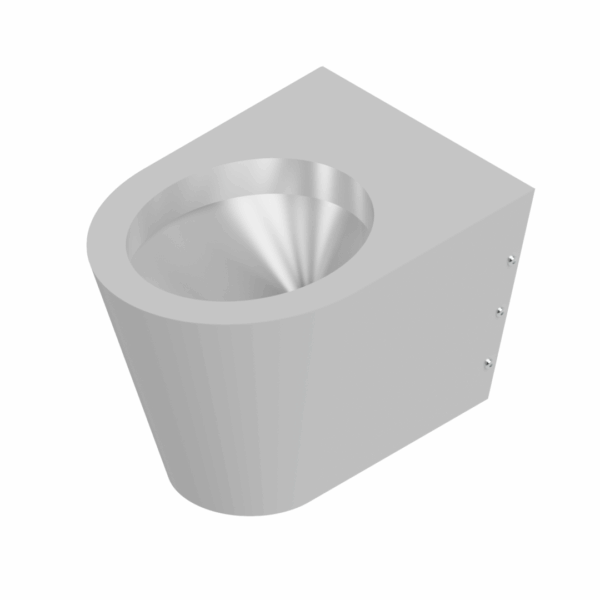 B17654(PB) Wall Mounted Stainless Steel Toilet with P-Trap and Back-Entry Flush Inlet