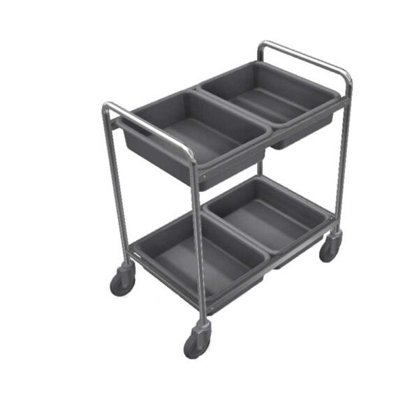 E26157 Stainless Steel Dish Clearing Trolley With Tote Bins