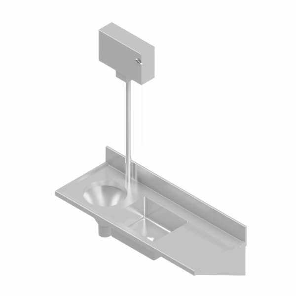B22336 (LT-112-1600-HLC) Combination Slop Hopper and Wash Basin with High-Level Cistern and Splashback 1600mm Length
